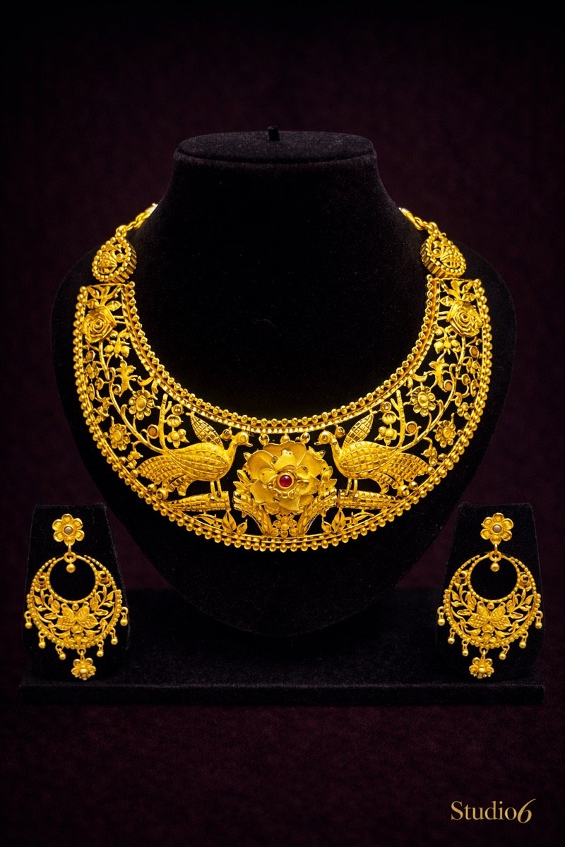 Royal peacock collar necklace set
